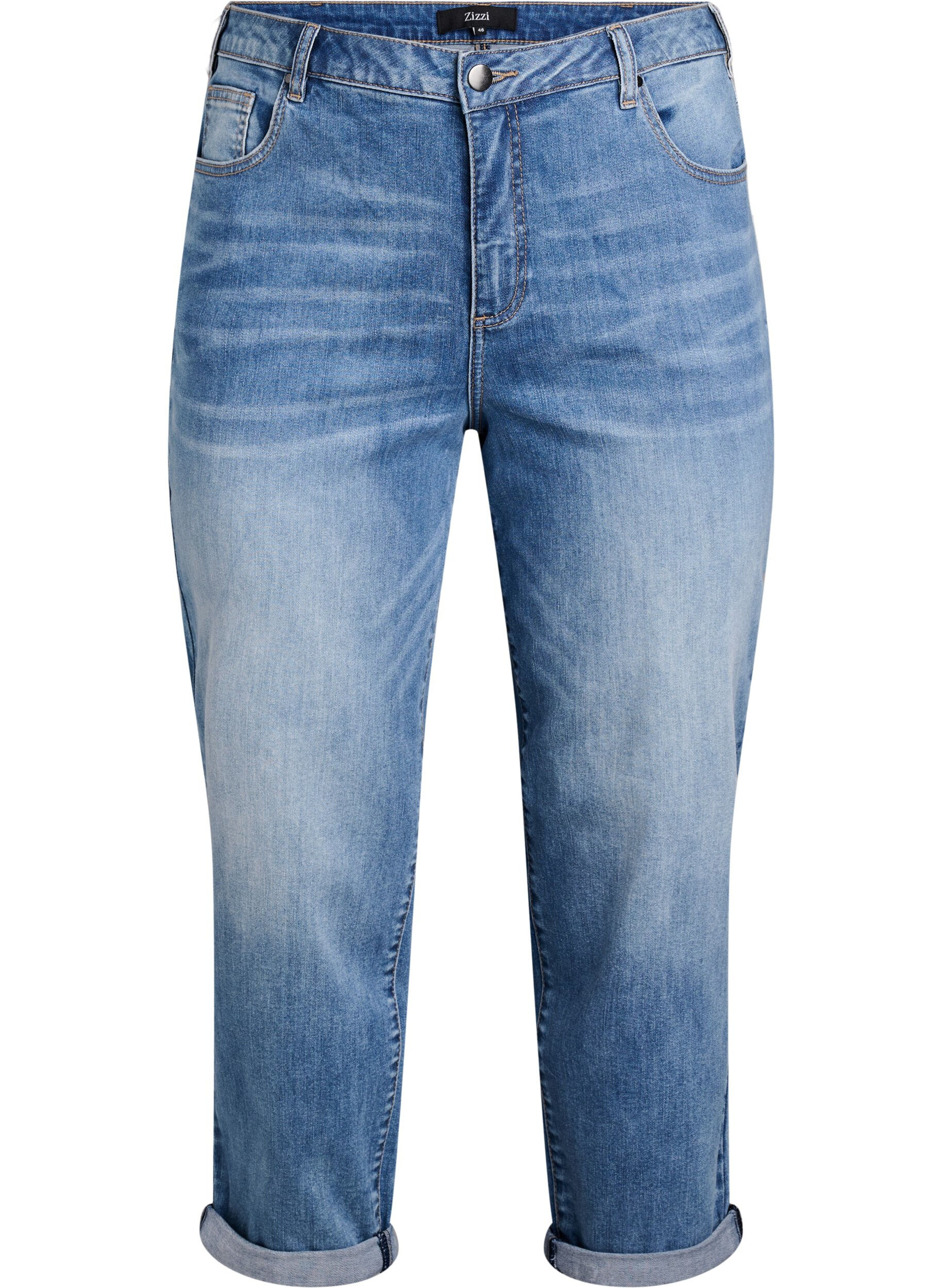 7/8 jeans met oprolbare pijpen en hoge taille