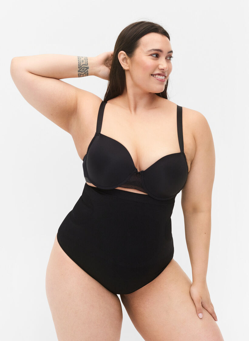 Shapewear string met hoge taille, Black, Model