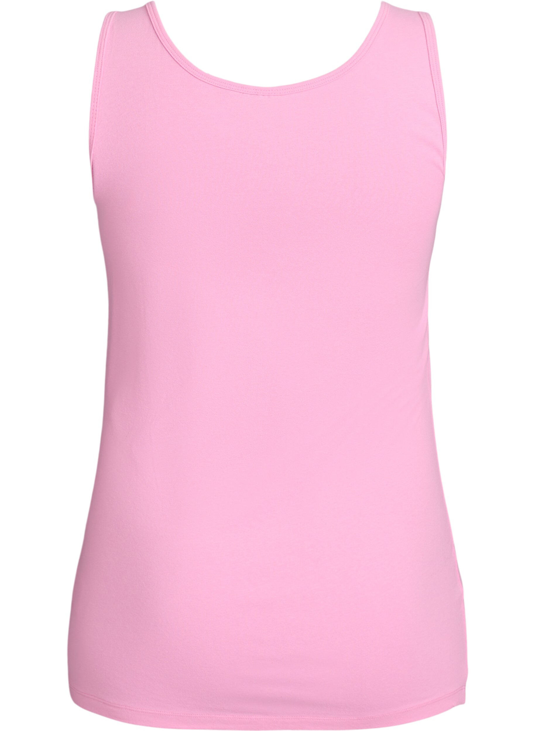 ZizziSolide kleur basis top in katoen, Roze, Packshot image number 1