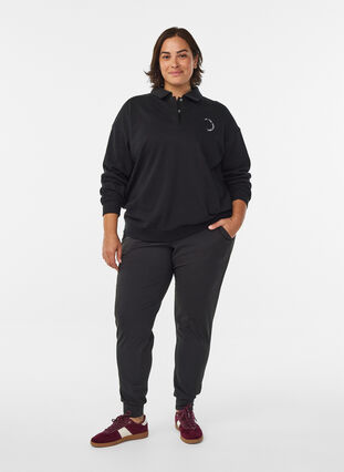 ZizziSporty sweatshirt met kraag, Black, Model image number 2