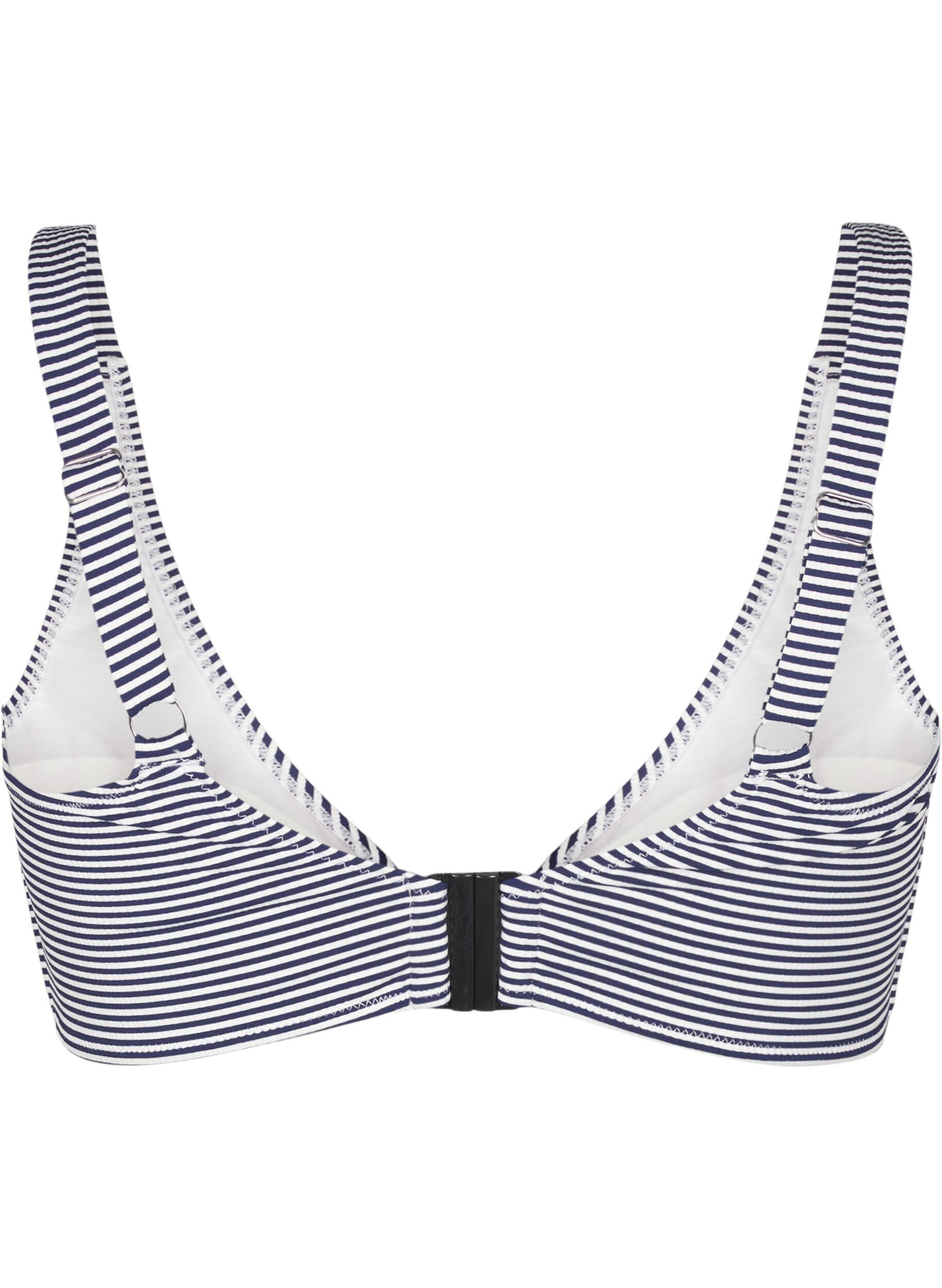 ZizziBikini top met gestreepte textuur en ringdetail, Blauw, Packshot image number 1