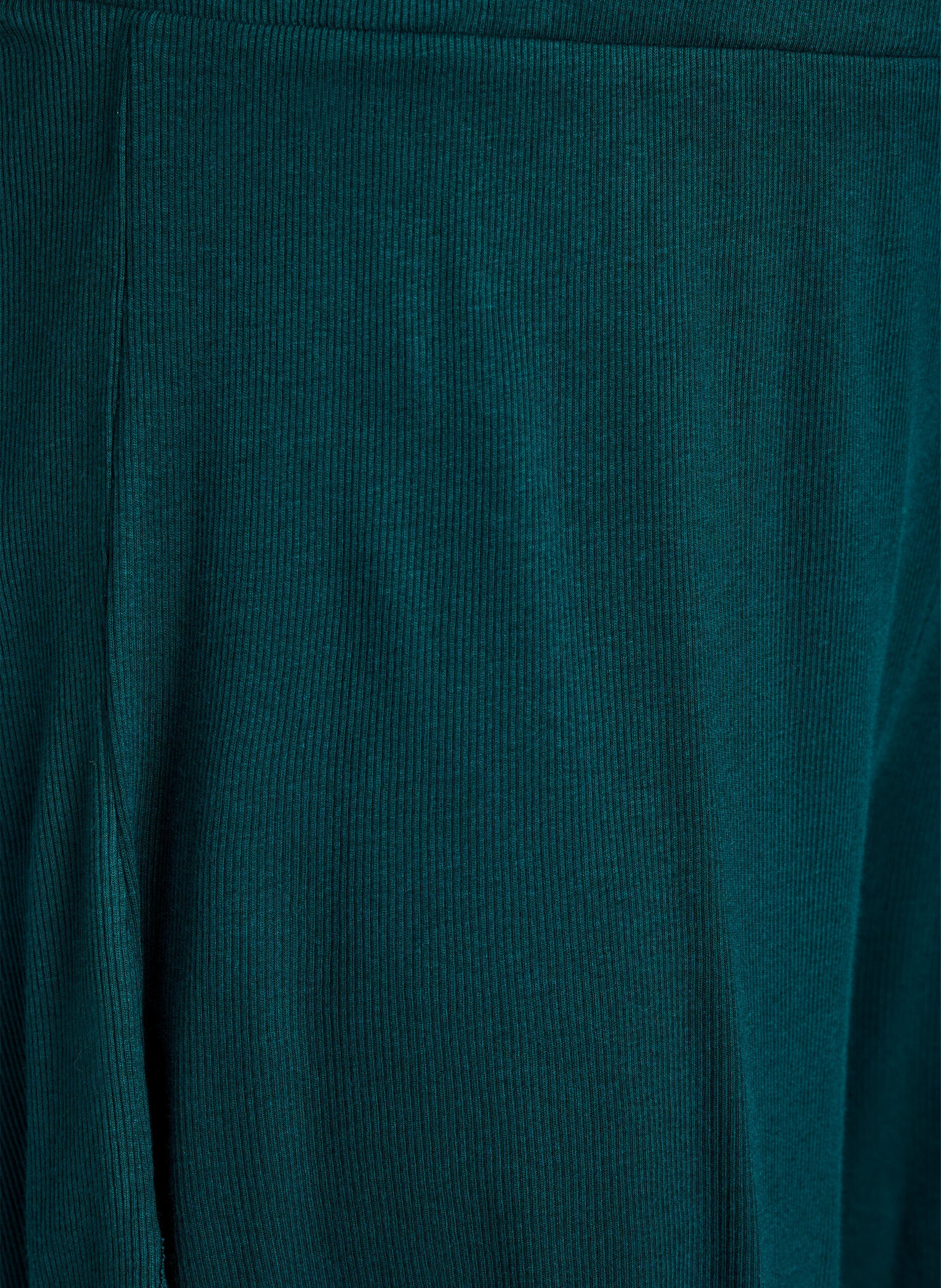 ZizziLichte nachtshorts met ribde structuur en kanten afwerking, Groen, Packshot image number 2