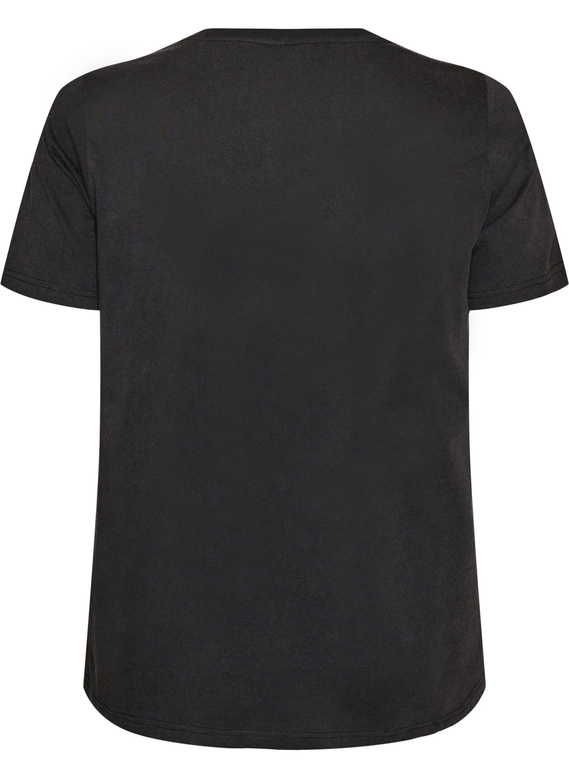 ZizziT-shirt van biologisch katoen met print, Zwart, Packshot image number 1