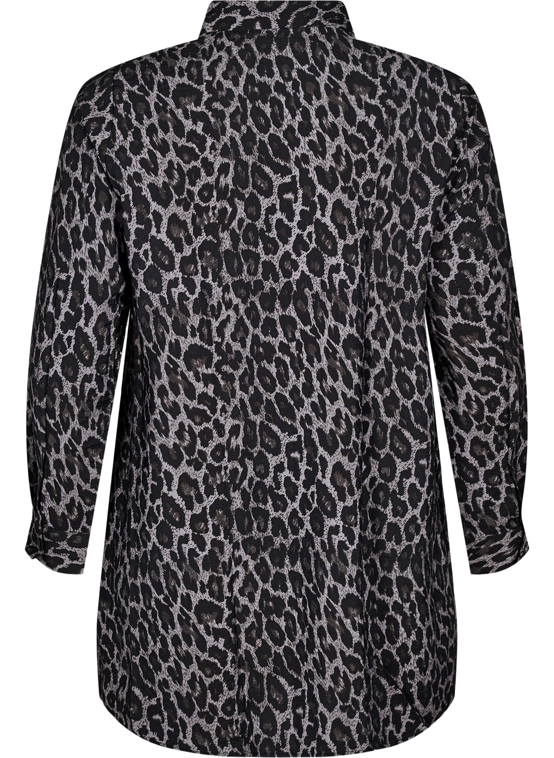 ZizziLange blouse met luipaardprint, Grijs, Packshot image number 1
