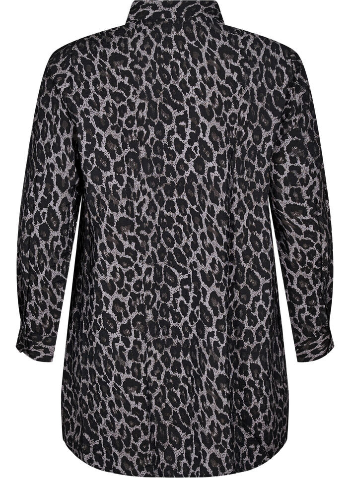Lange blouse met luipaardprint, Grijs, Packshot image number 1