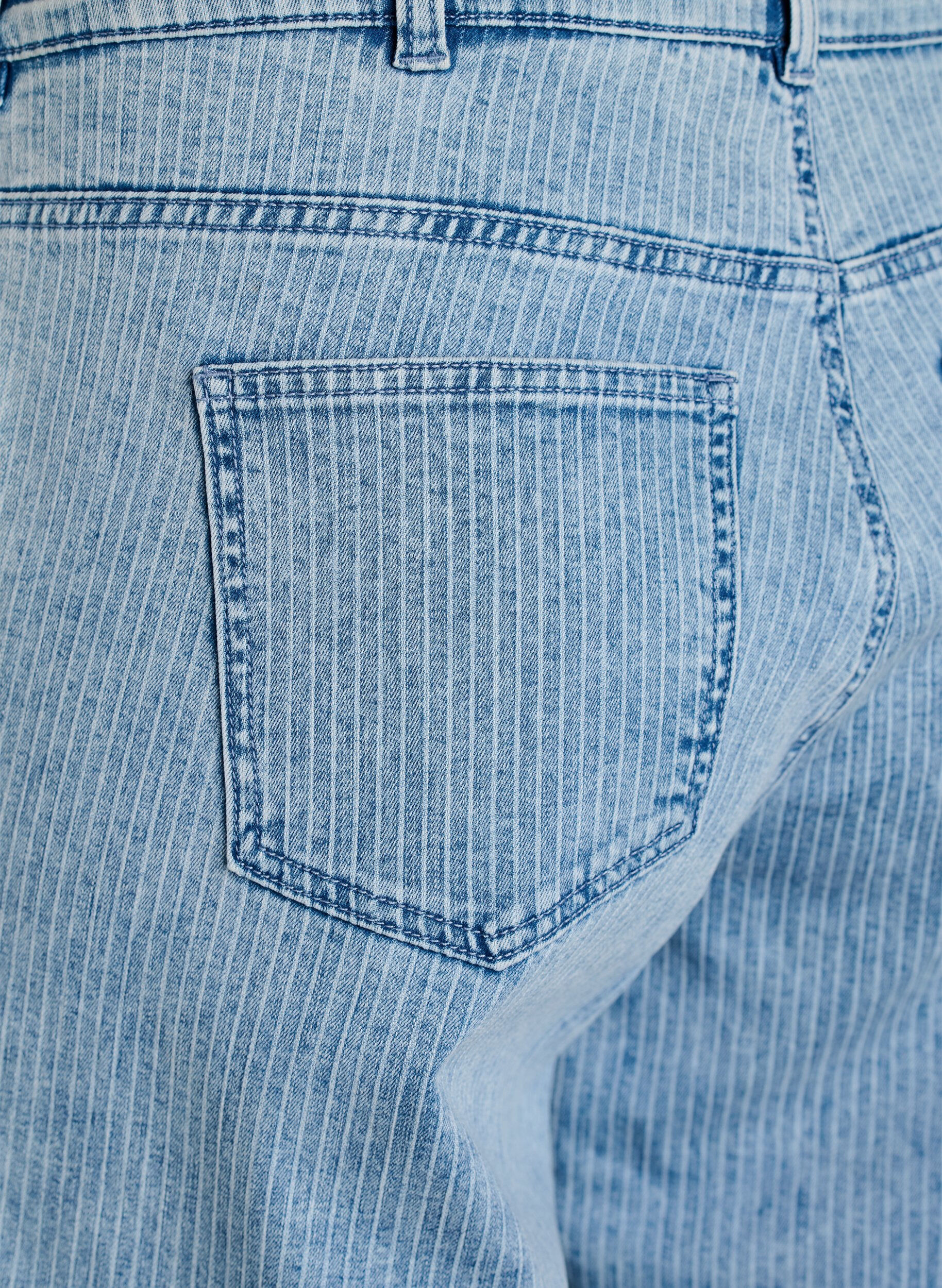 ZizziPinstripe wijde-pijp culotte-jeans, Blauw, Packshot image number 3