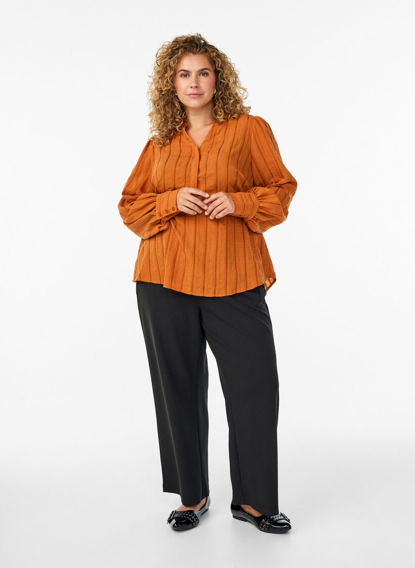 Blouse met verticale strepen, Pumpkin Spice, Model