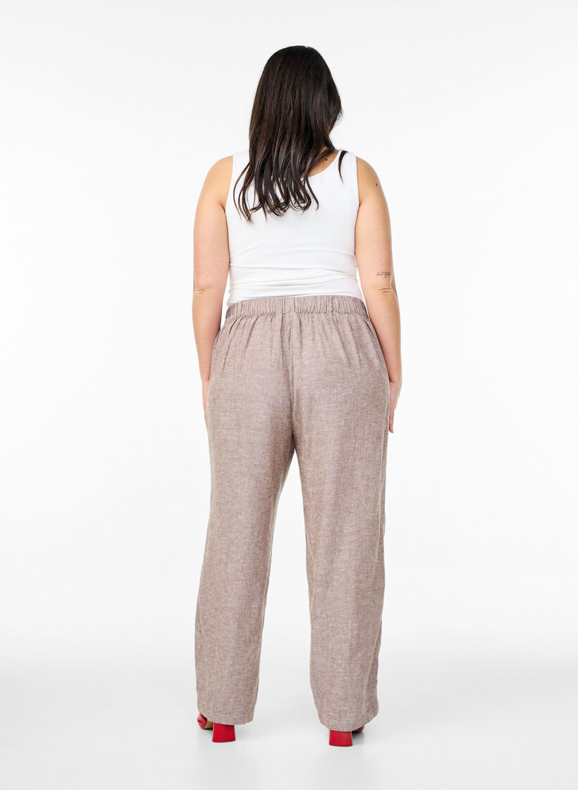 Linnen en viscose broek met losse pasvorm, Fossil , Model