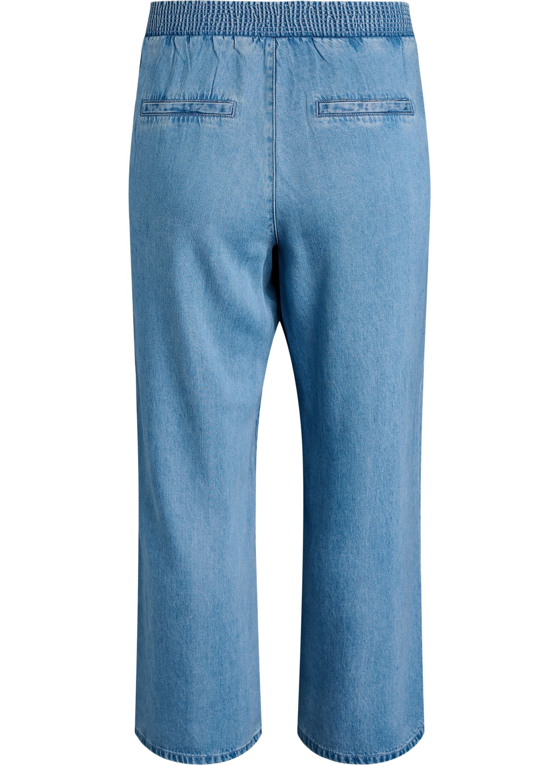 ZizziLyocell broek met wide fit en denimlook, Blauw, Packshot image number 1