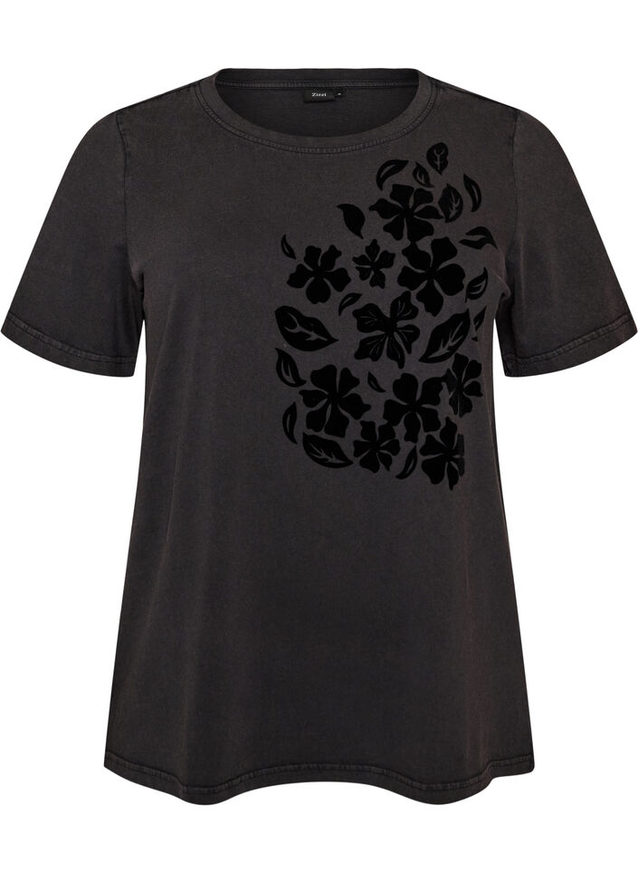 T-shirt van biologisch katoen met print, Grijs, Packshot image number 0
