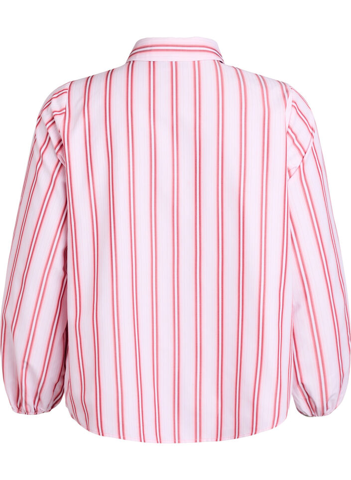 Los shirt met strepen en lange mouwen, Pink stripe, Packshot
