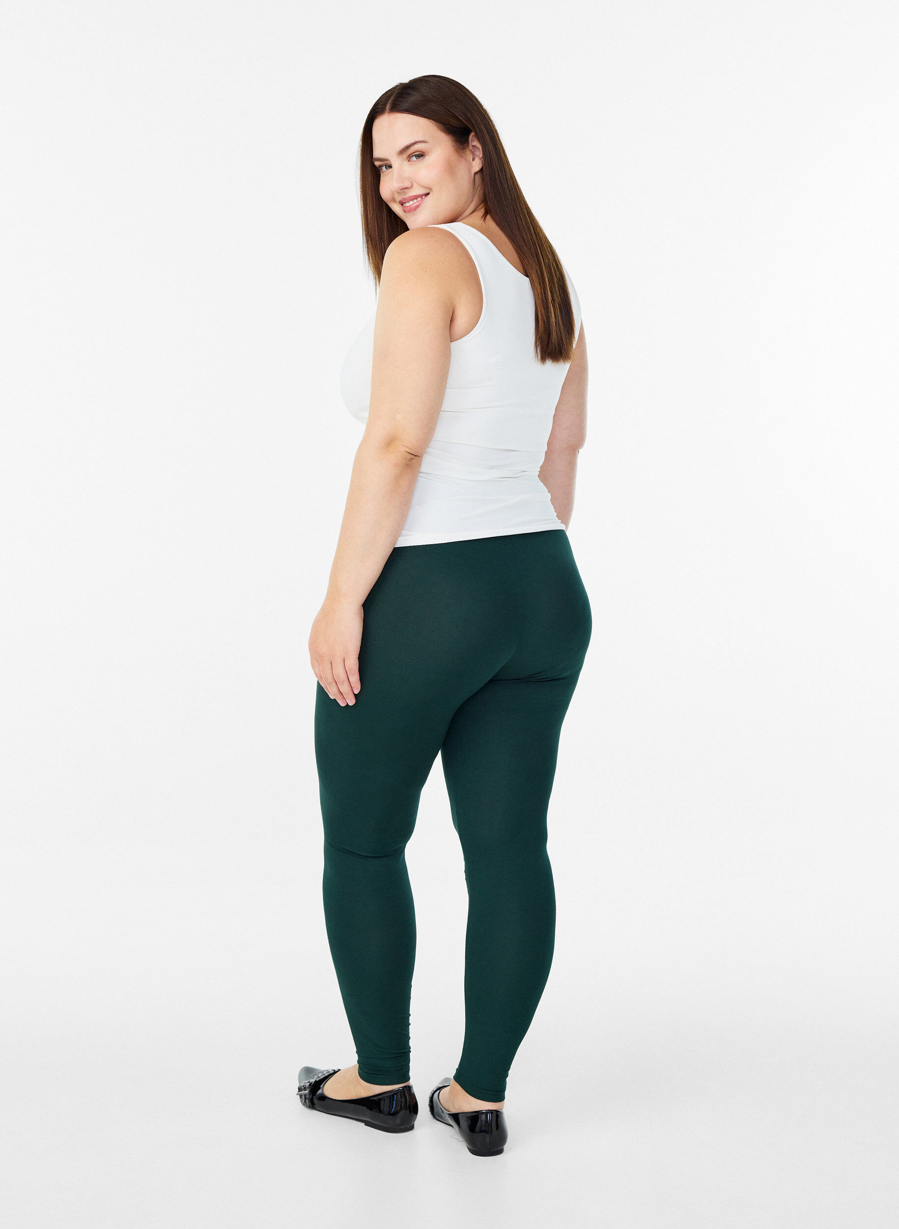 ZizziBasic legging in viscose, Groen, Model image number 2