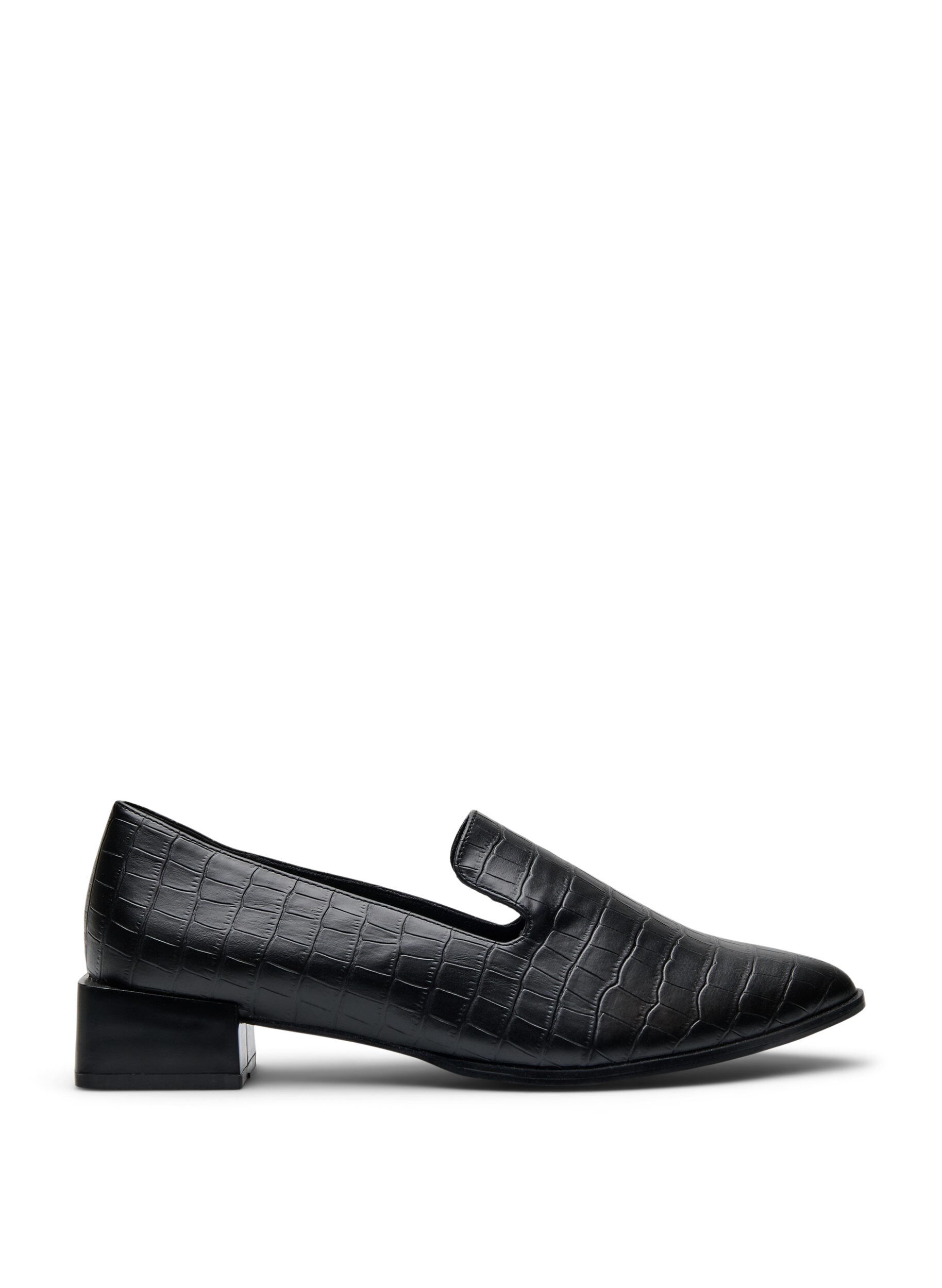 ZizziWide fit - Loafers met een krokodilleneffect, Zwart, Packshot image number 0