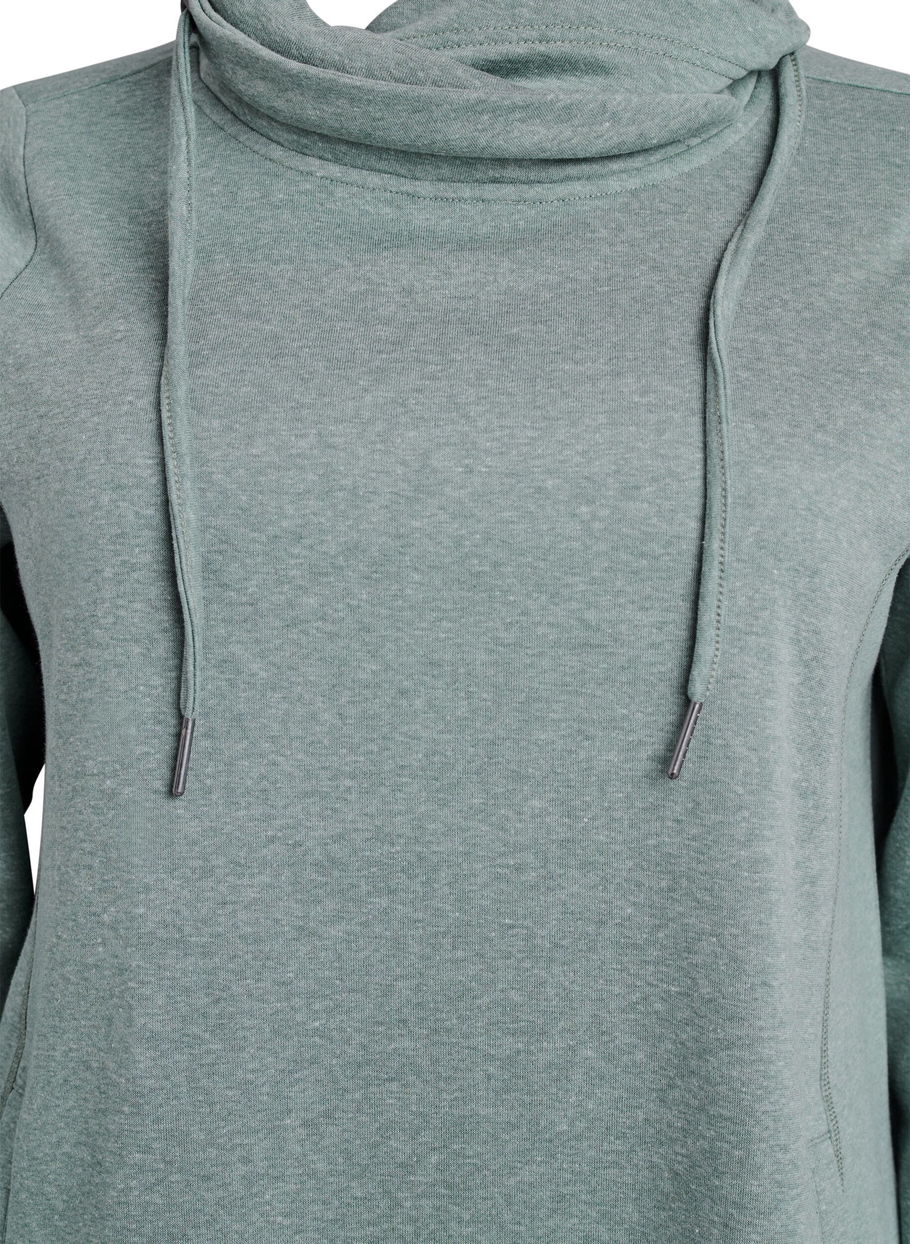 ZizziFLASH - Kort sweatshirt jurk met hoge kraag en zakken, Groen, Packshot image number 2