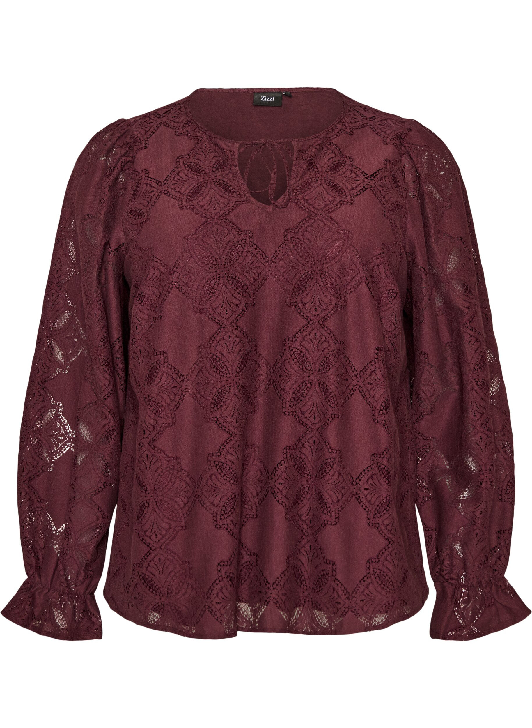 Blouse met lange mouwen met kantpatroon