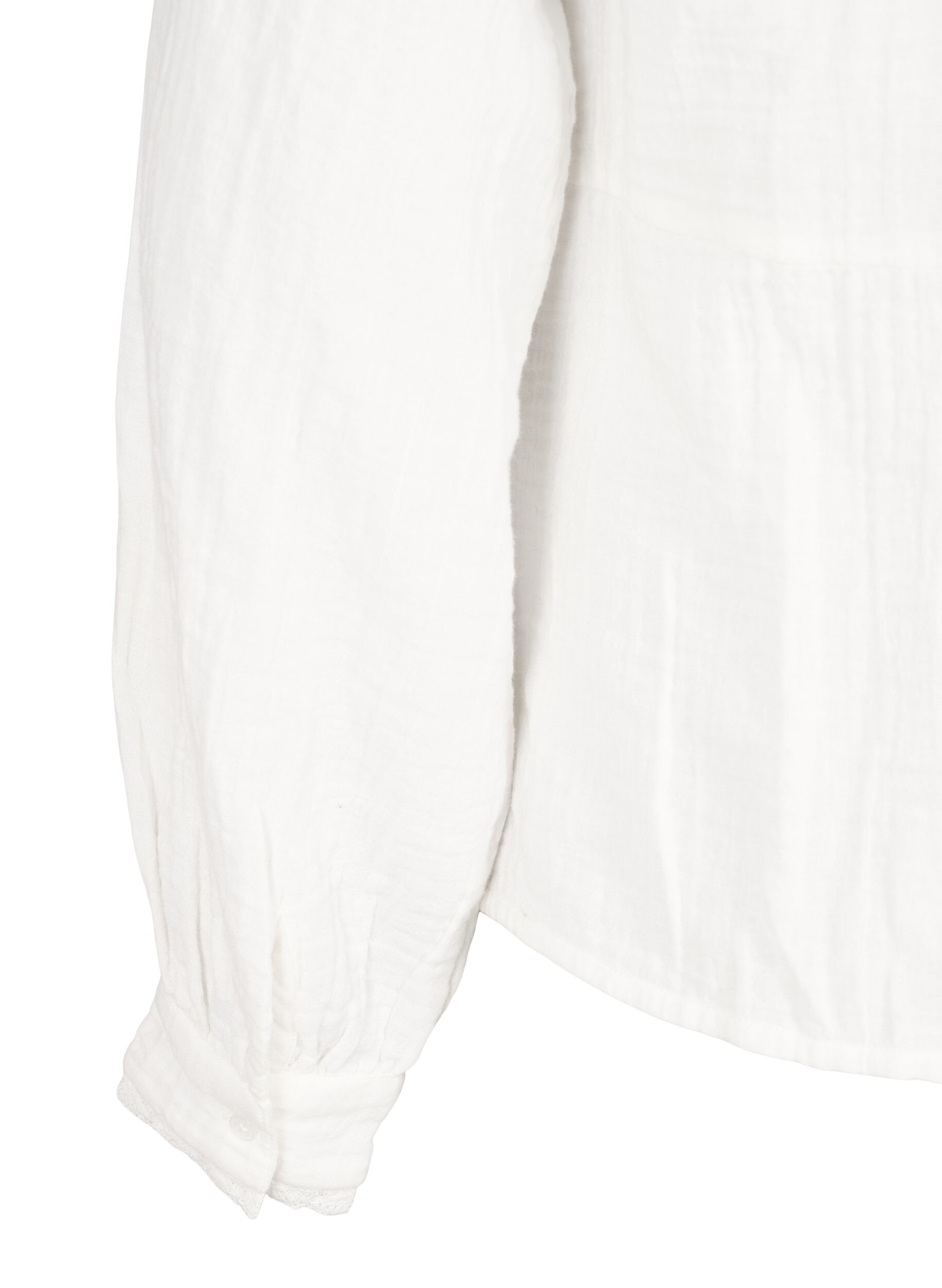 ZizziKatoenen mousseline blouse met haakdetails, Vanille, Packshot image number 3