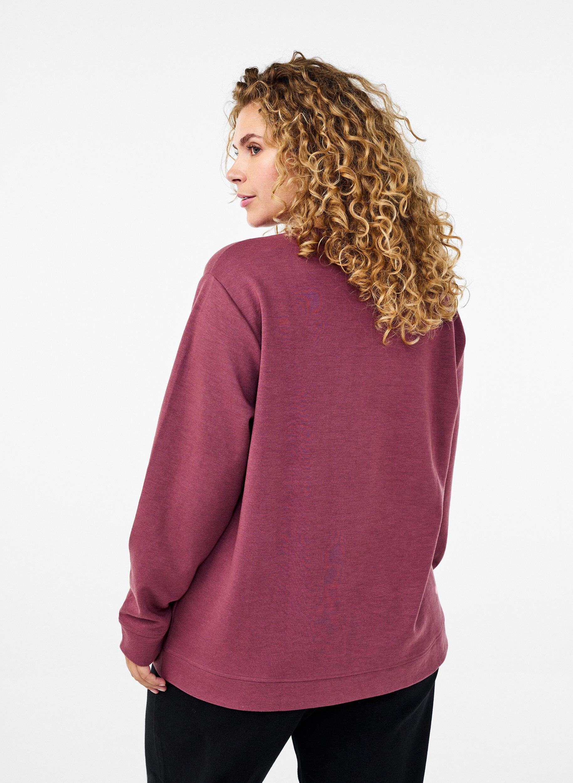 ZizziFLASH - Sweatshirt met ronde hals, Bruin, Model image number 2