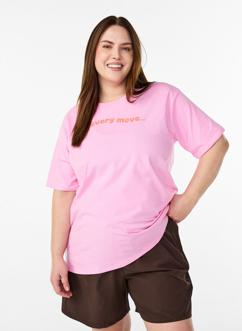Sportief T-shirt in biologisch katoen, Roze, Model image number 0