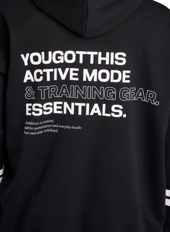 Lange sweatvest met printdetails, Zwart, Packshot image number 3