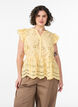 Blouse sans manches en broderie anglaise avec volants, Jaune clair, Model image number 0