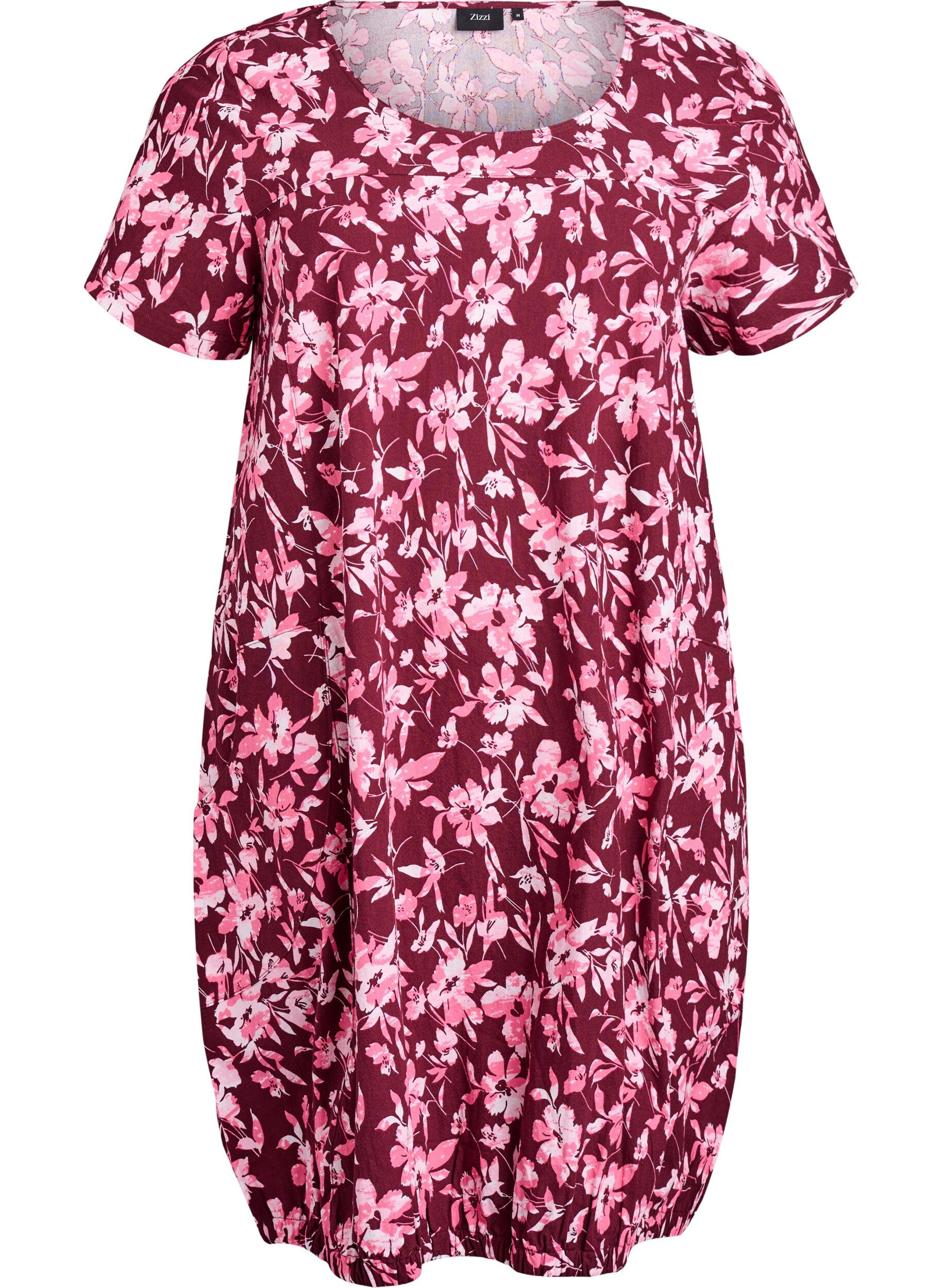 Robe en coton &agrave; manches courtes avec imprim&eacute;
