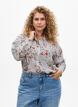 Shirt met bloemenprint en smalle strepen, Zwart, Model image number 0