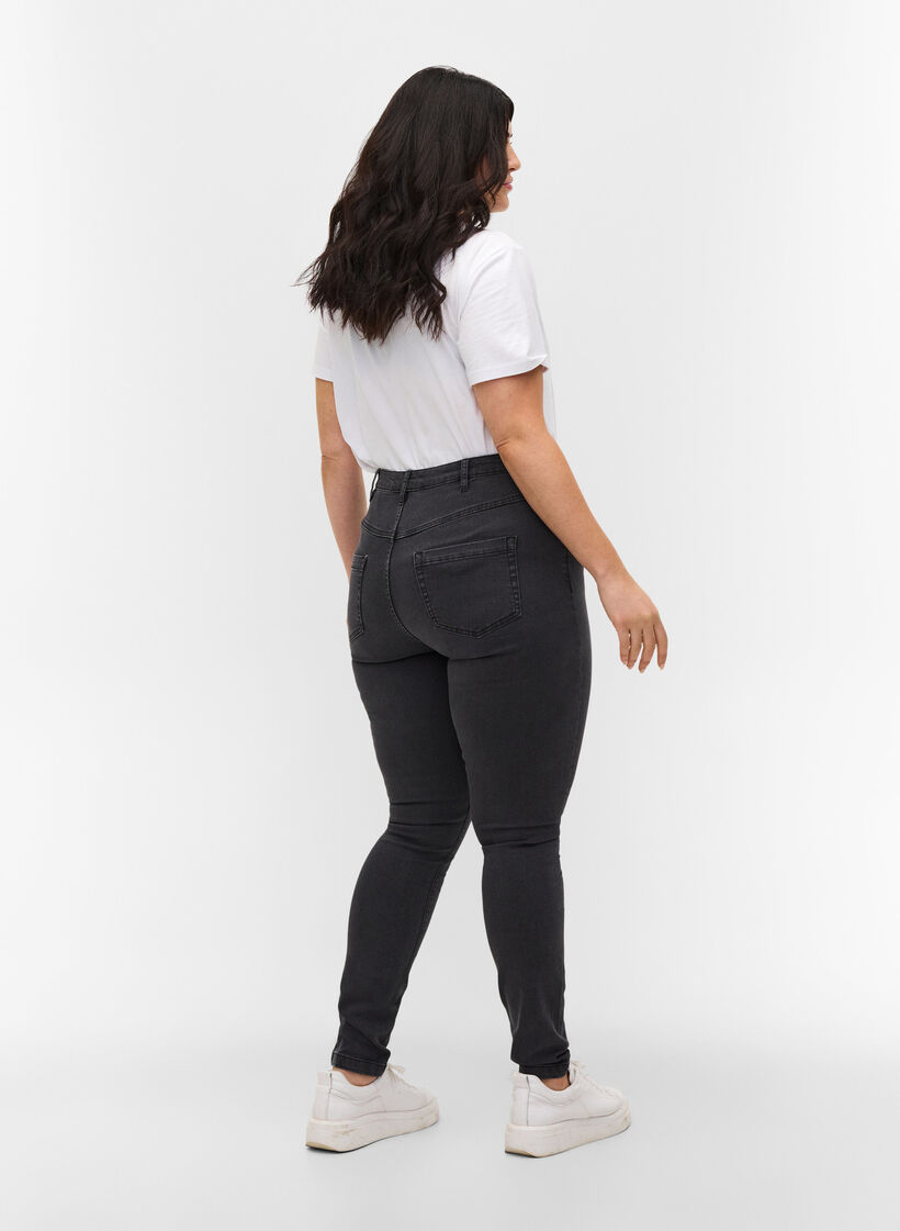 super slim fit Amy jeans met hoge taille, Grijs, Model image number 1