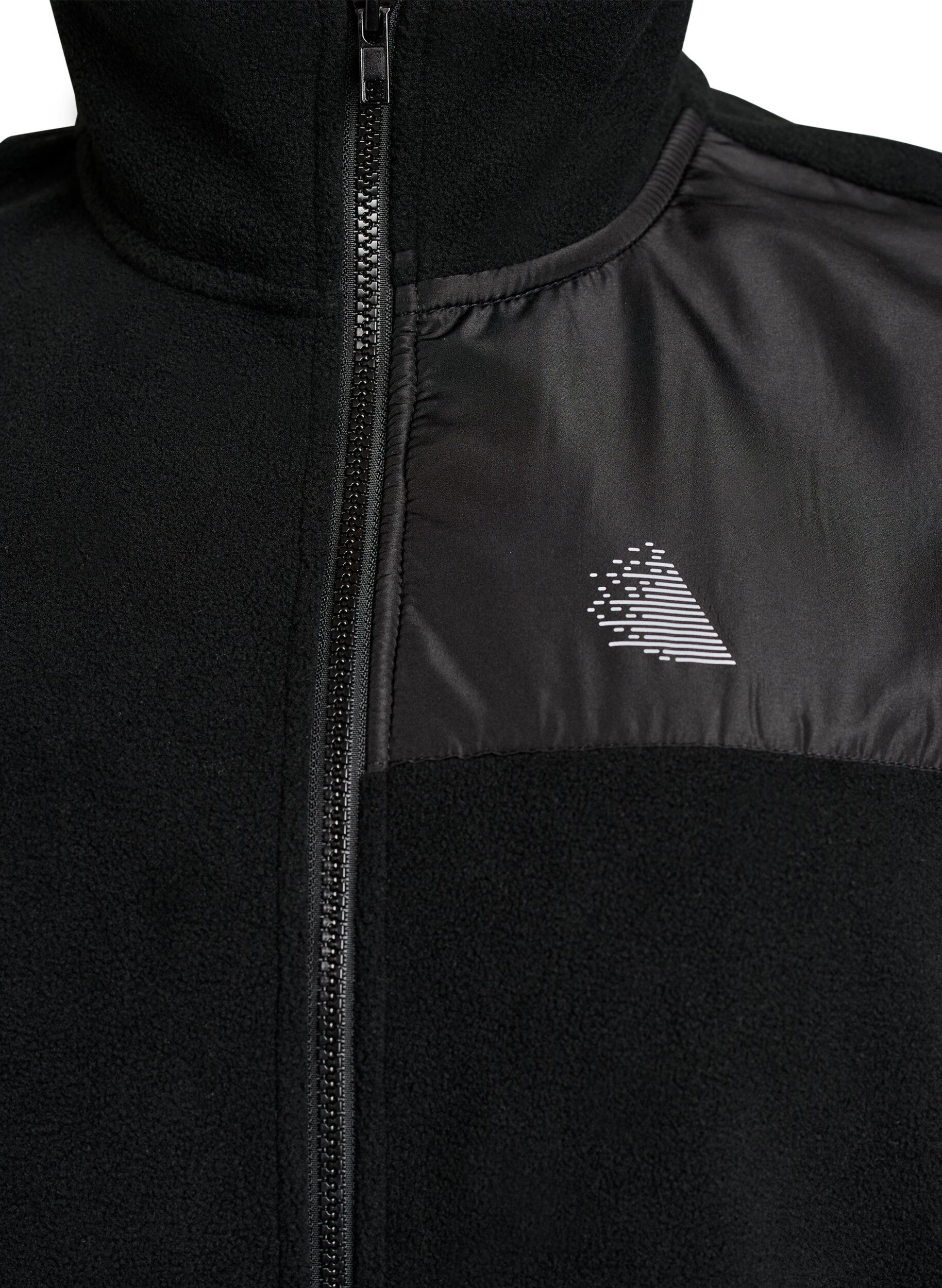 ZizziFleecevest met hoge kraag en trekkoord aan de onderkant, Zwart, Packshot image number 2