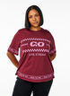Oversized T-shirt met sportieve print, Donker Bordeaux, Model image number 0