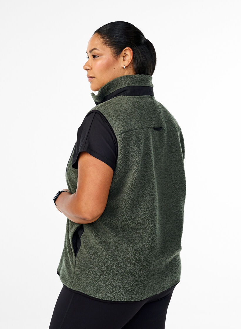 Sportieve teddy bodywarmer met zakken, Thyme, Model