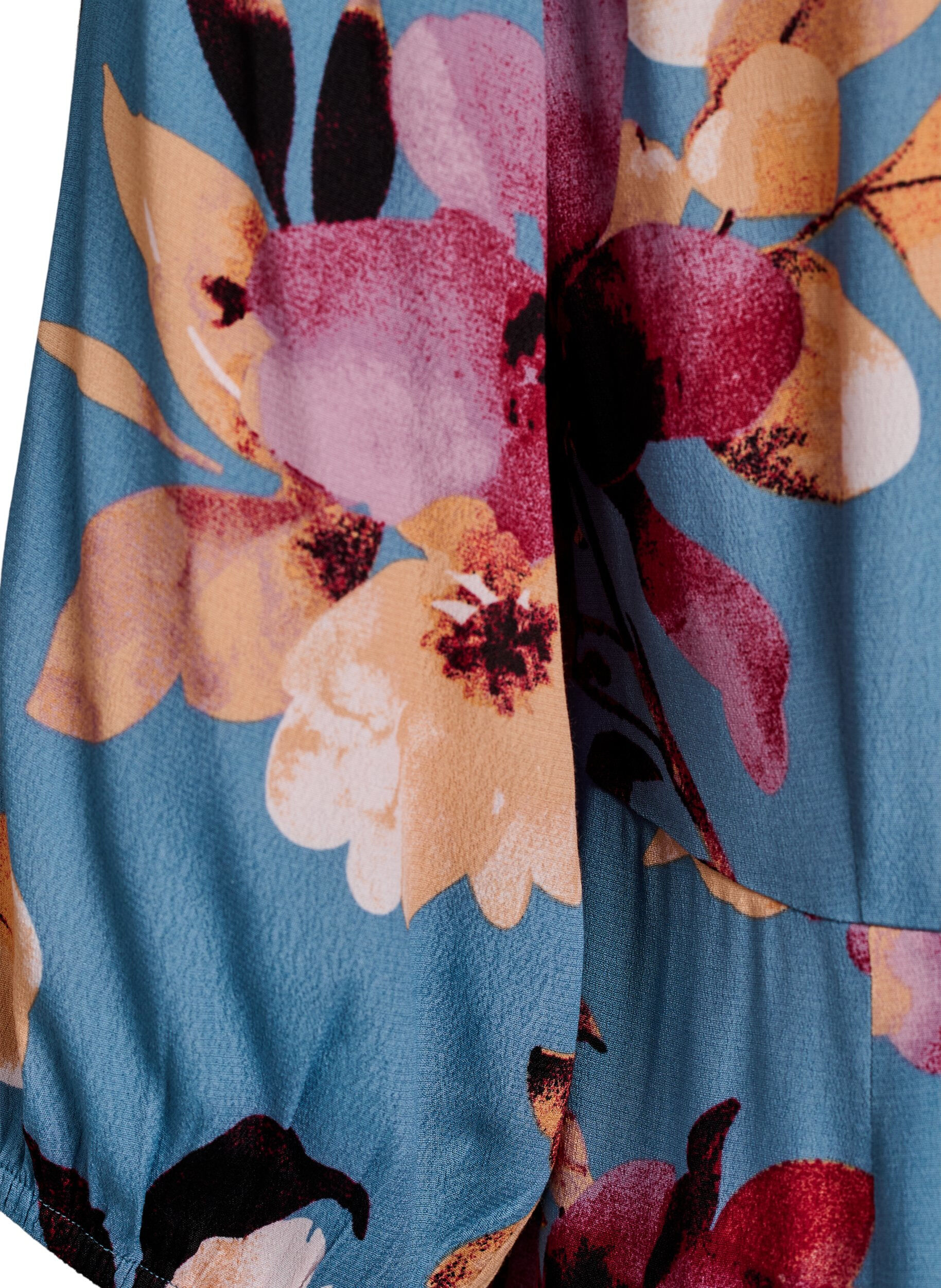 ZizziMidi-jurk met bloemenprint en 3/4 mouwen, Blauw, Packshot image number 3