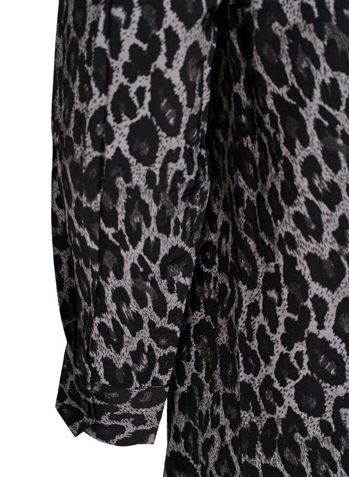 Lange blouse met luipaardprint, Grijs, Packshot image number 3