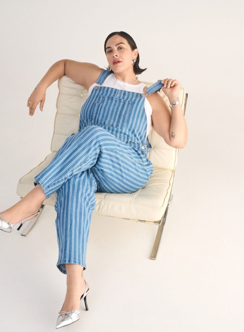 Denim tuinbroek, , Model