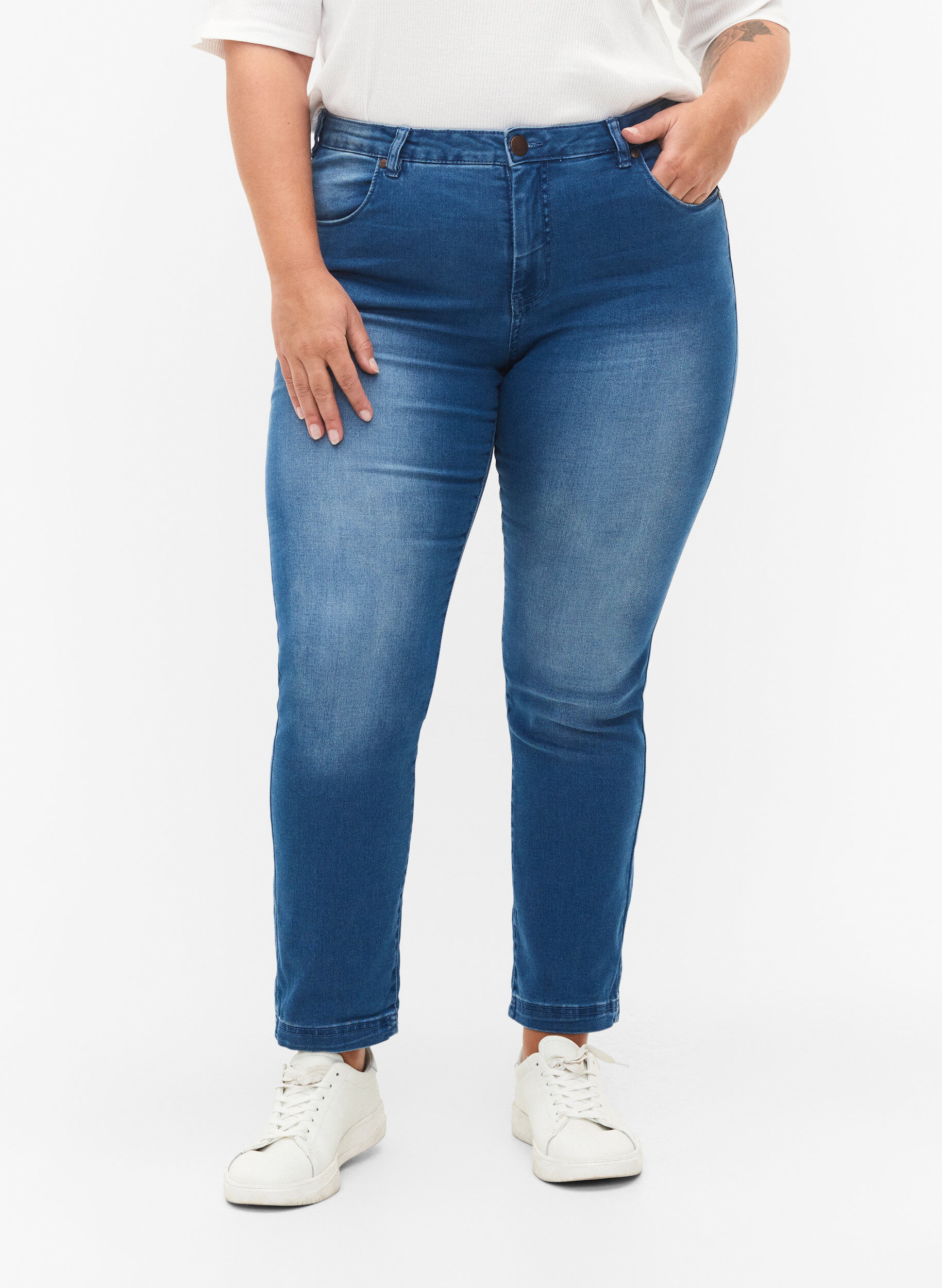 ZizziSlim fit Emily jeans met normale taille, Blauw, Model image number 2