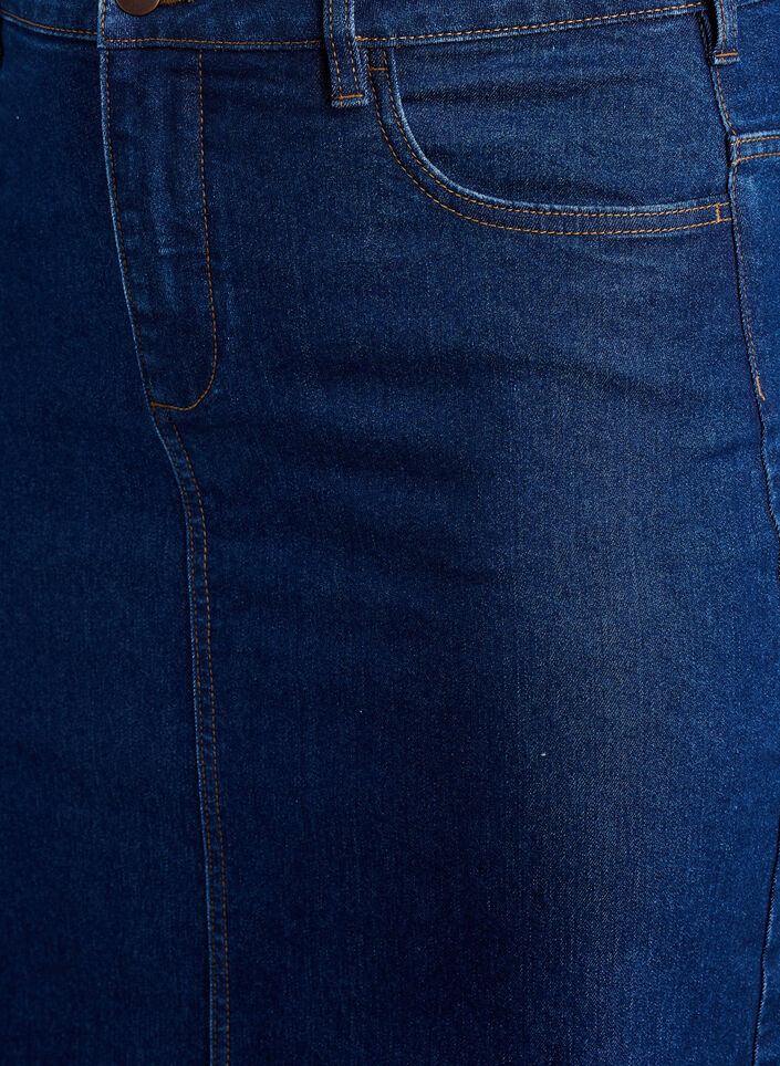Halflange denimrok met een voorsplit, Blauw, Packshot image number 2