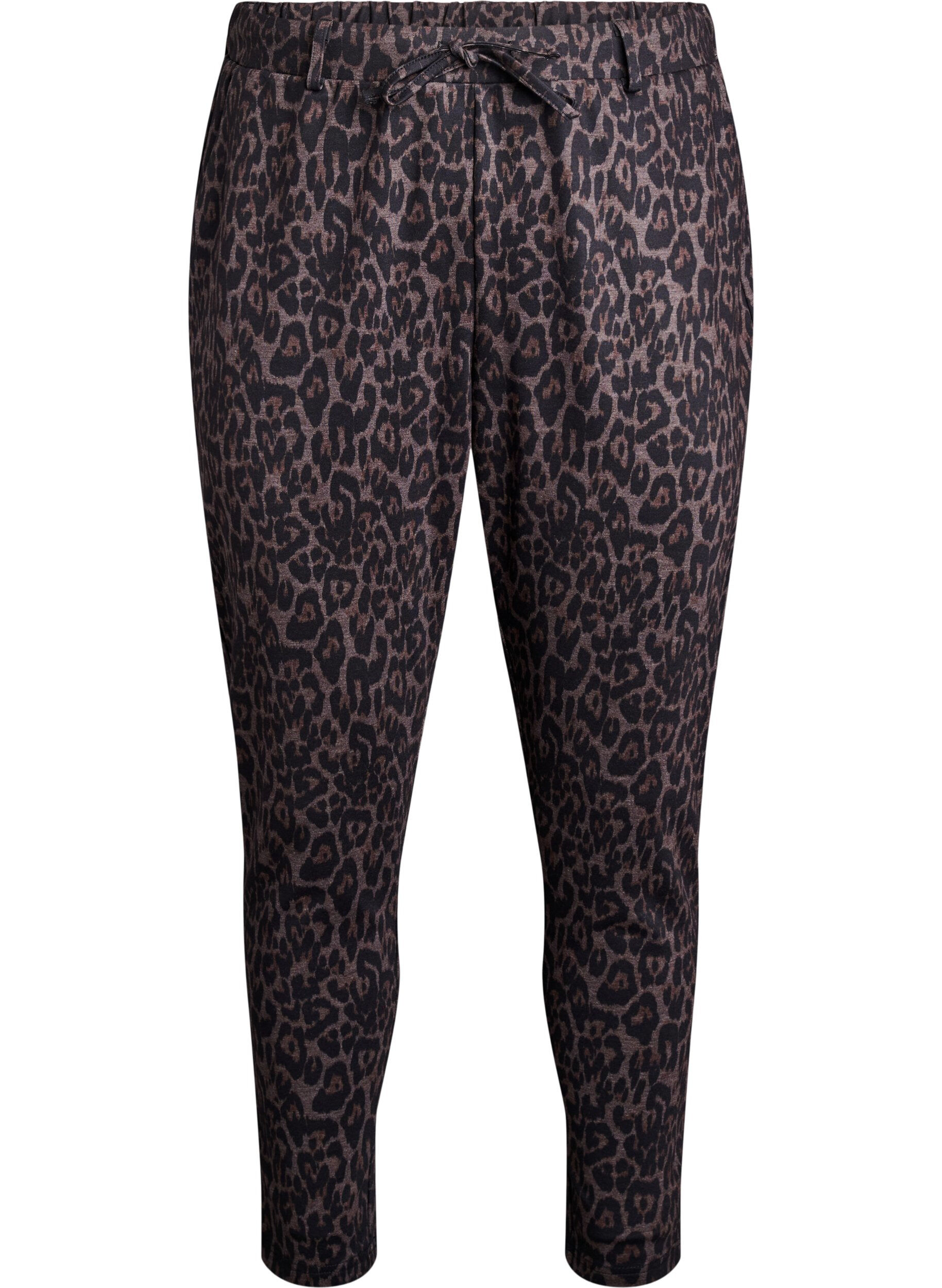 Gecropte broek met luipaardprint