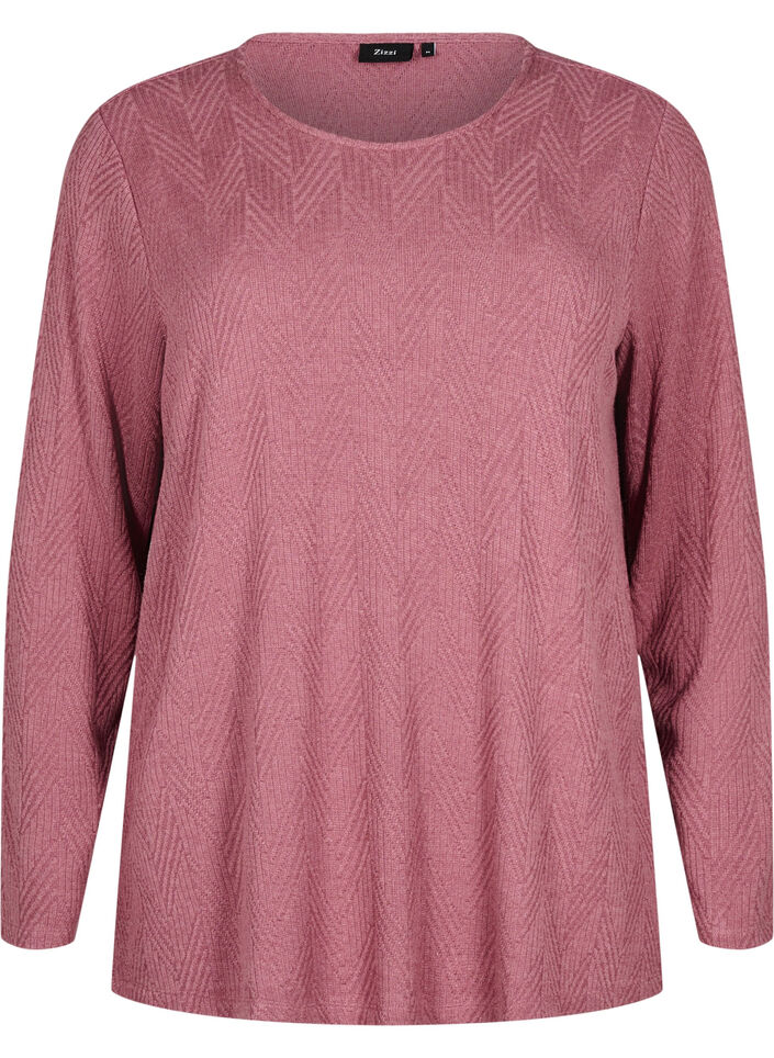 Gepatroonde blouse met lange mouwen, Bruin, Packshot image number 0