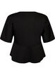 Peplum blouse met ellebooglange mouwen, Zwart, Packshot image number 1