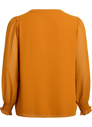 ZizziBlouse met doorschijnende mouwen en smockdetails, Pumpkin Spice, Packshot image number 1
