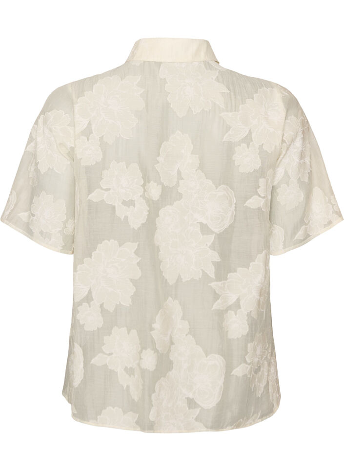 Transparante blouse met bloemenprint, Beige, Packshot image number 1