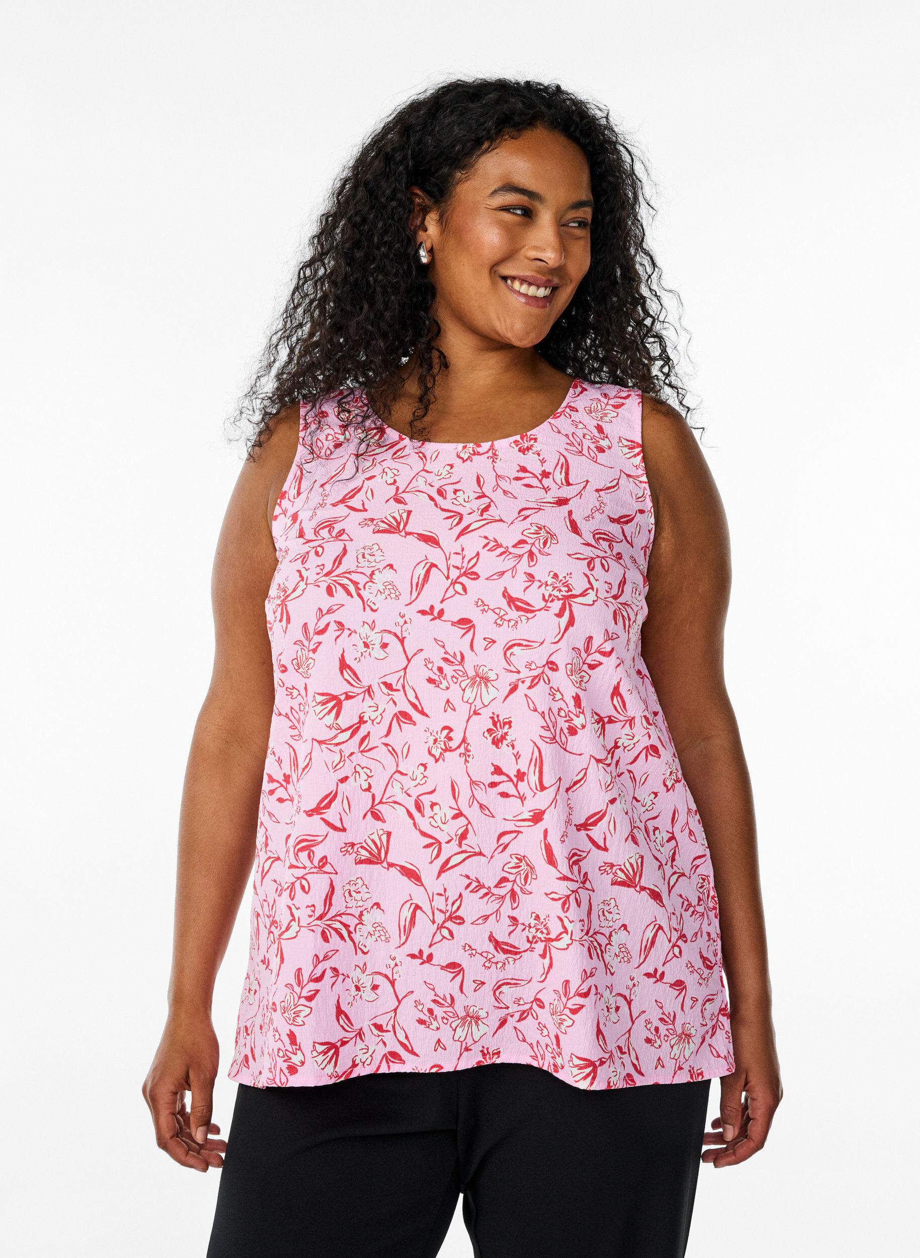 ZizziFLASH - Mouwloze top met textuur, Rood, Model image number 0