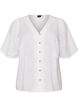 Katoenen shirt met korte mouwen en een V-hals, Wit, Packshot image number 0