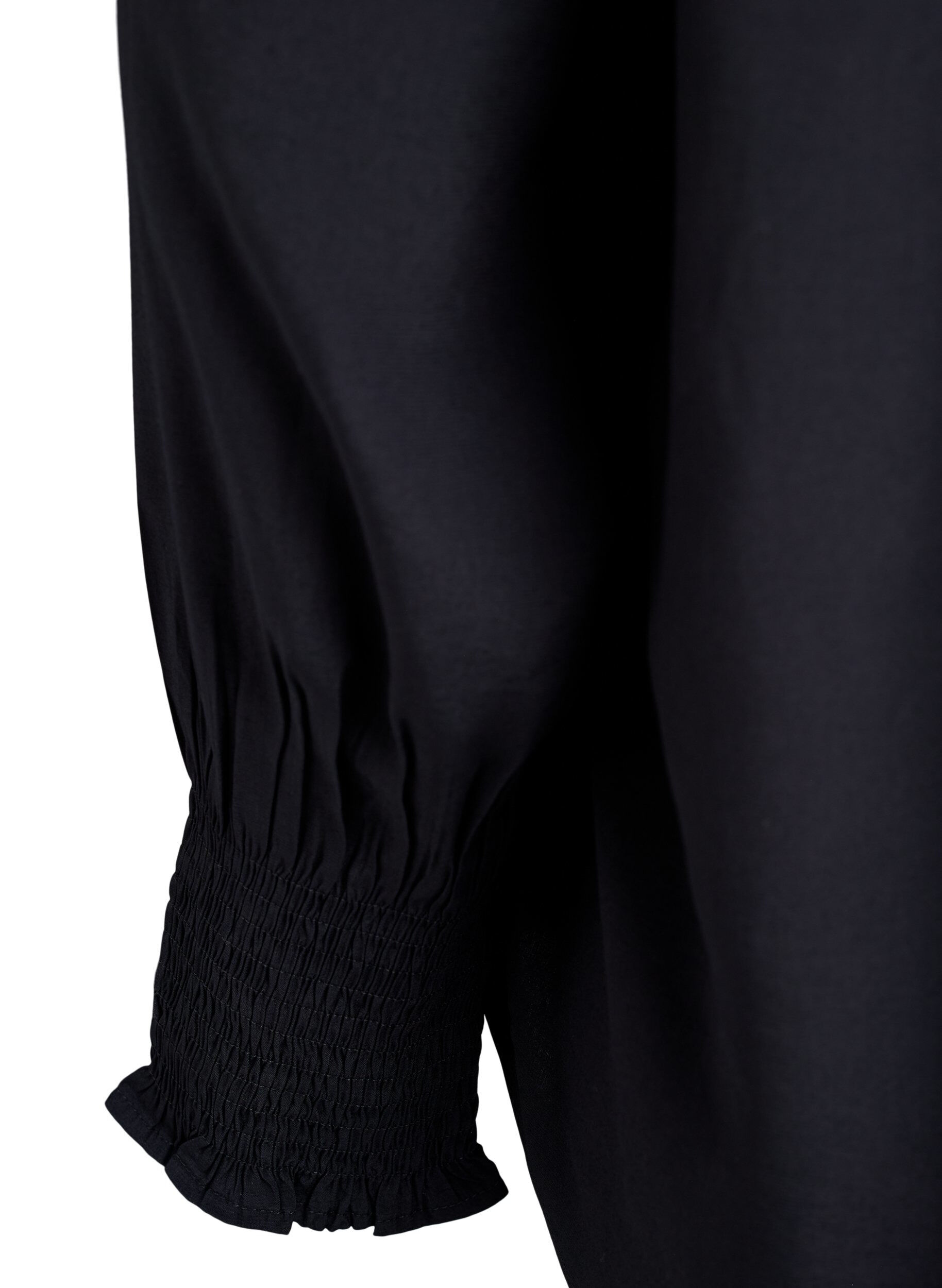 ZizziBlouse met ruches kraag en plooien, Zwart, Packshot image number 3