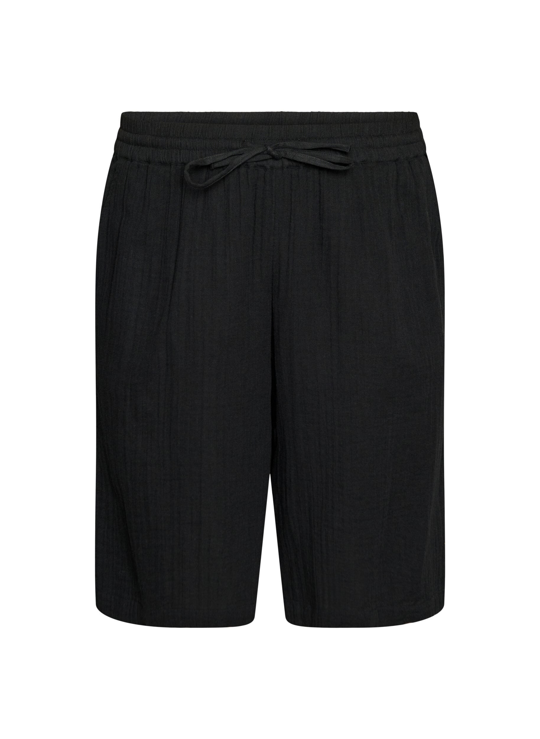 Los katoenen mousseline shorts met een hoge taille