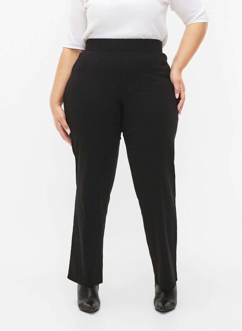 Rekbaar broek van viscose, Black, Model