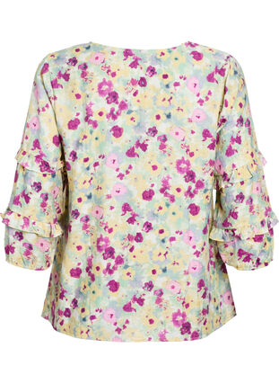 ZizziBlouse met ruches en bloemenprint, Vanille, Packshot image number 1