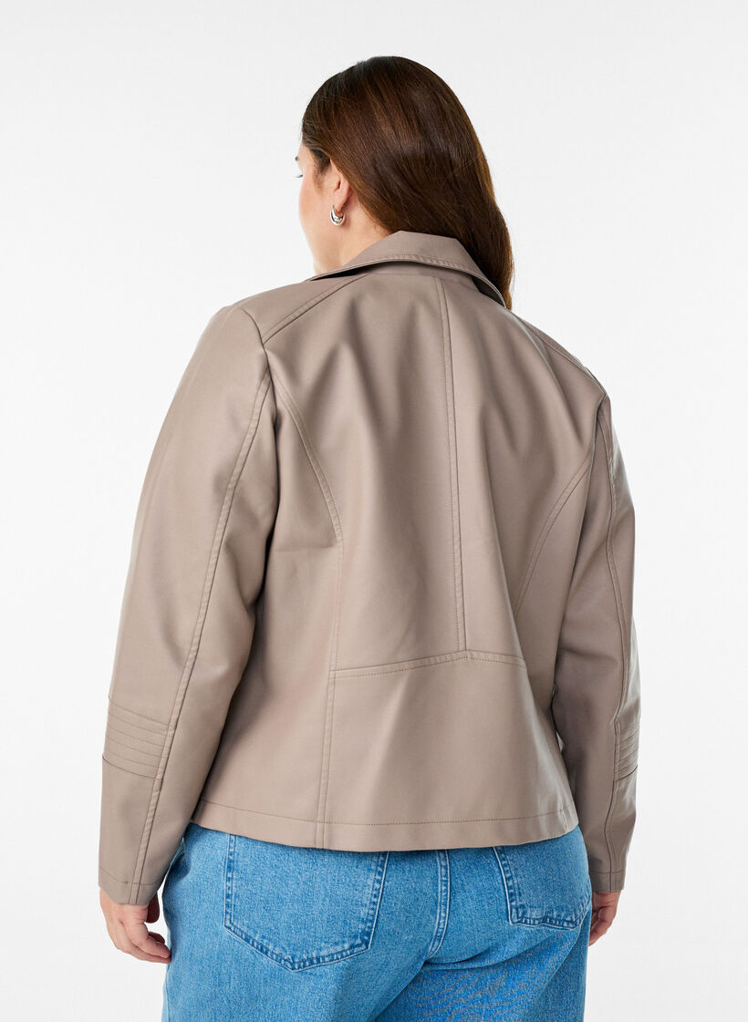 Bikerjack in imitatieleer, Beige, Model image number 2