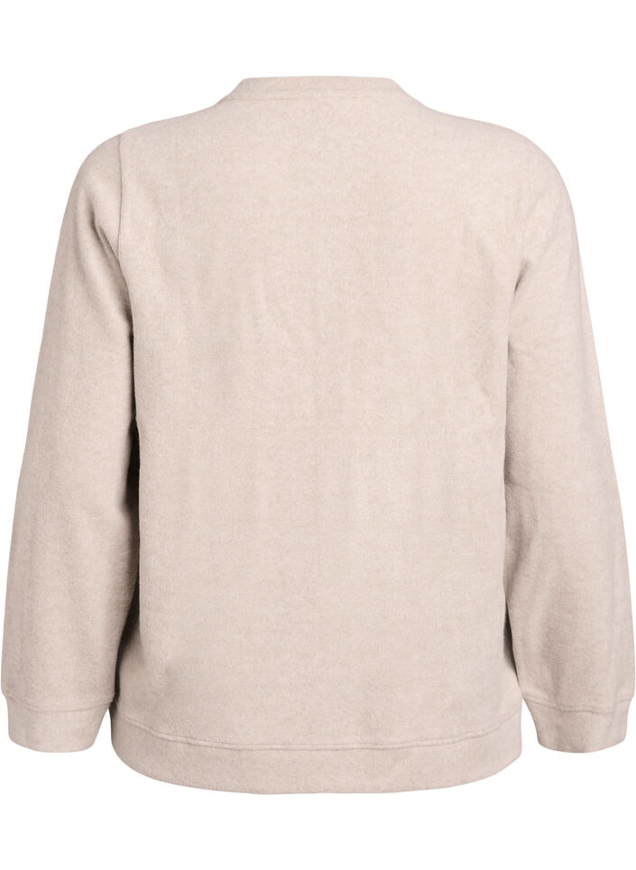 Cardigan van jersey met ronde hals en knoopsluiting, Beige, Packshot image number 1