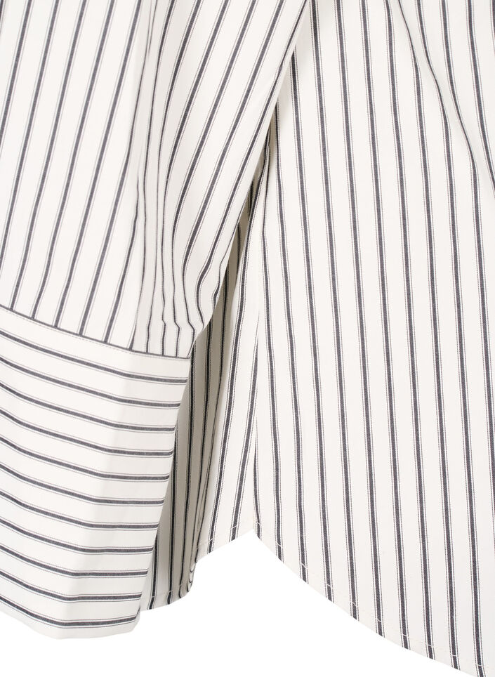 Gestreept shirt met wijde manchetten, White/Black Stripe, Packshot