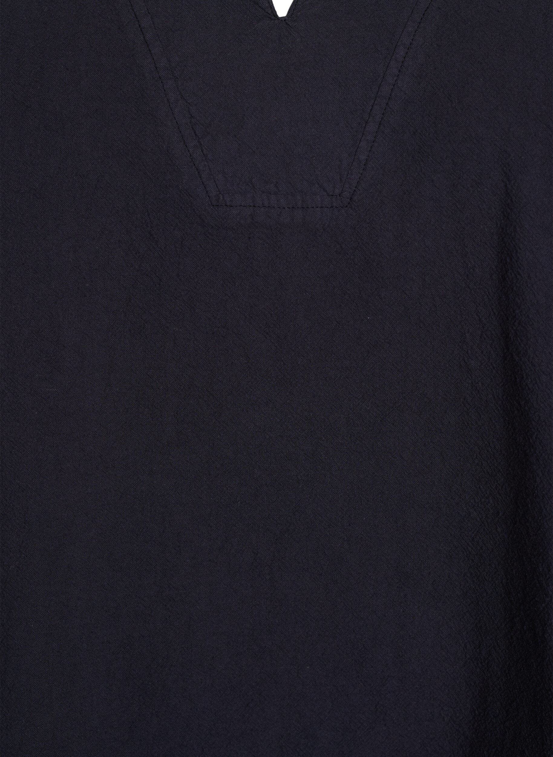 ZizziLosse blouse met kraag en 1/2 mouwen, Zwart, Packshot image number 2